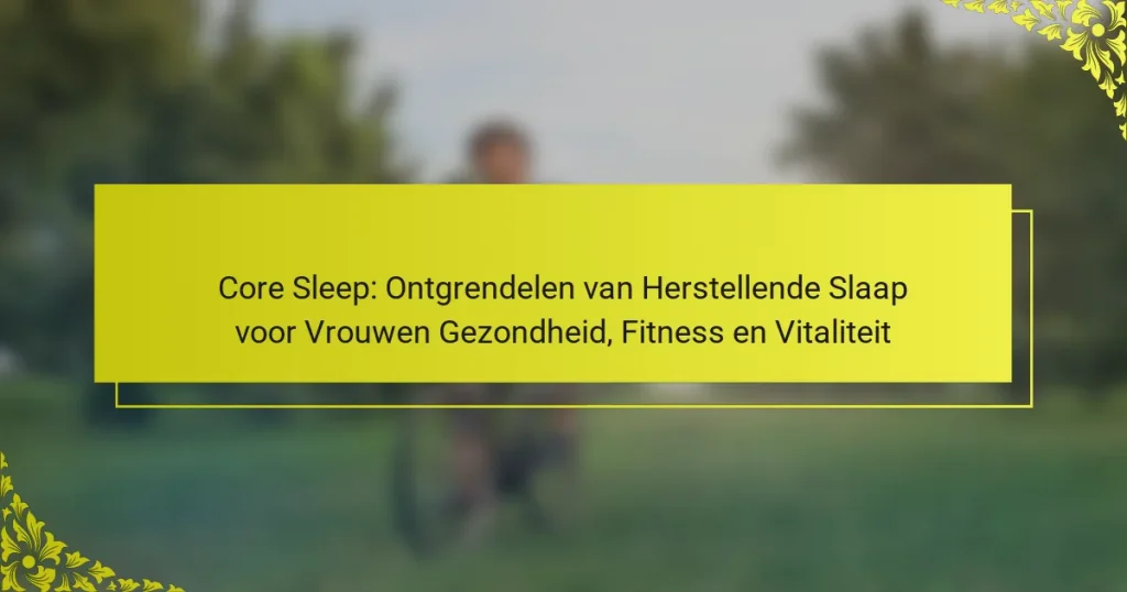 Core Sleep: Ontgrendelen van Herstellende Slaap voor Vrouwen Gezondheid, Fitness en Vitaliteit