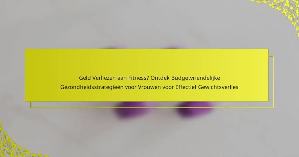 Geld Verliezen aan Fitness? Ontdek Budgetvriendelijke Gezondheidsstrategieën voor Vrouwen voor Effectief Gewichtsverlies