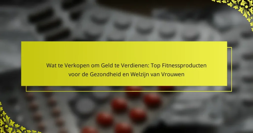 Wat te Verkopen om Geld te Verdienen: Top Fitnessproducten voor de Gezondheid en Welzijn van Vrouwen