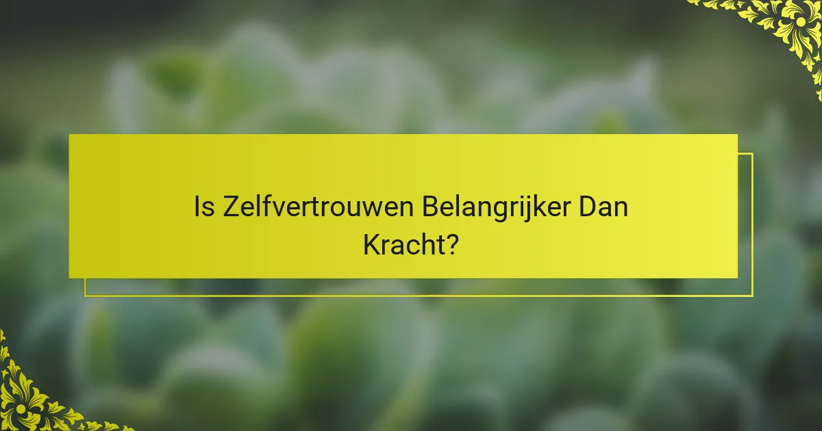 Is Zelfvertrouwen Belangrijker Dan Kracht?