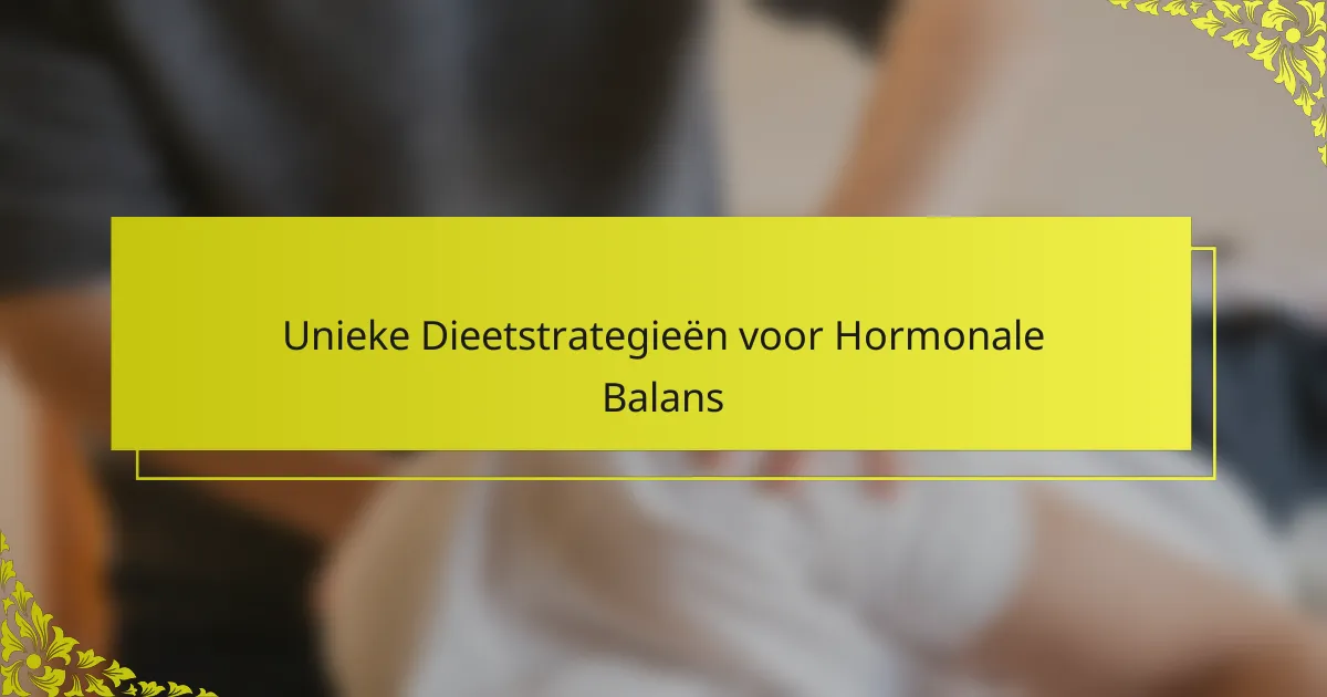 Unieke Dieetstrategieën voor Hormonale Balans