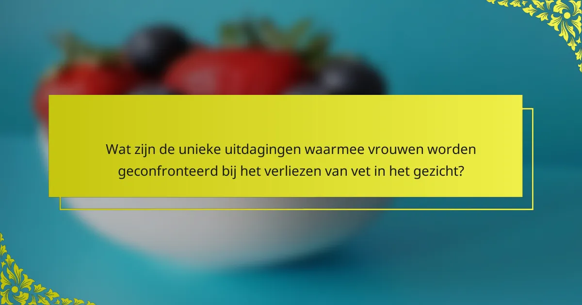 Wat zijn de unieke uitdagingen waarmee vrouwen worden geconfronteerd bij het verliezen van vet in het gezicht?