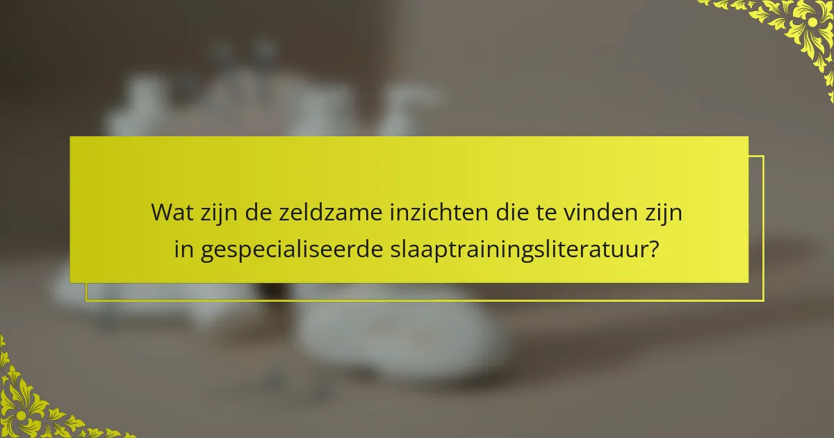Wat zijn de zeldzame inzichten die te vinden zijn in gespecialiseerde slaaptrainingsliteratuur?