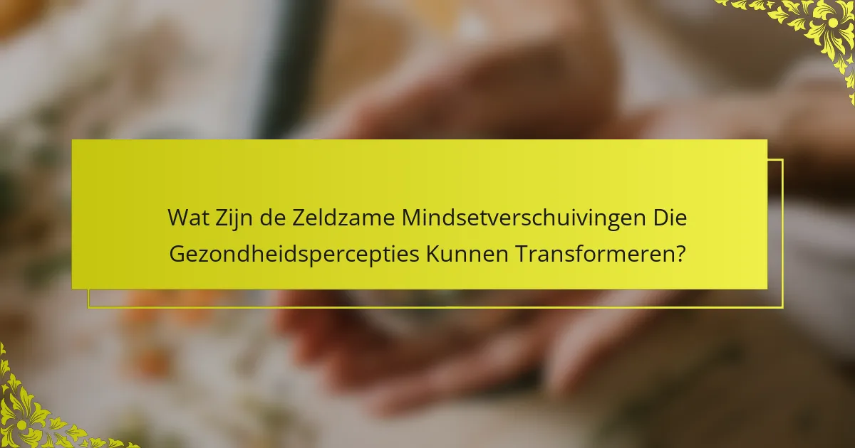 Wat Zijn de Zeldzame Mindsetverschuivingen Die Gezondheidspercepties Kunnen Transformeren?