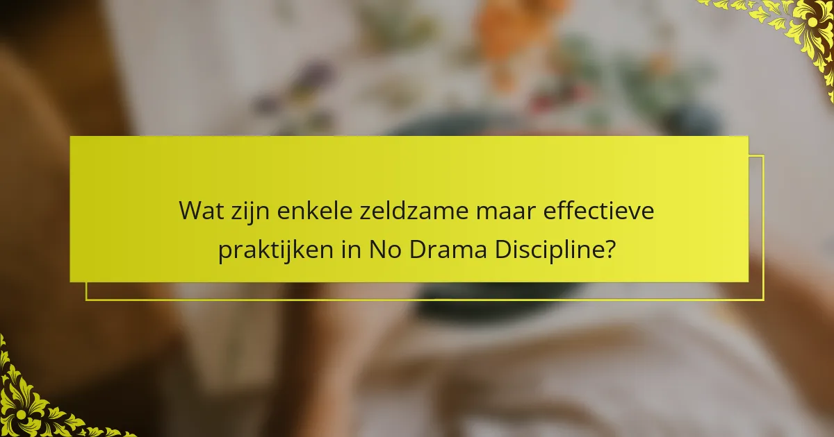 Wat zijn enkele zeldzame maar effectieve praktijken in No Drama Discipline?