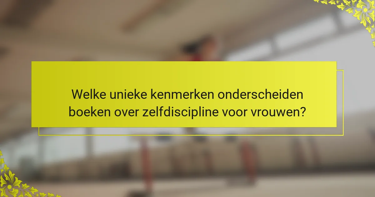 Welke unieke kenmerken onderscheiden boeken over zelfdiscipline voor vrouwen?