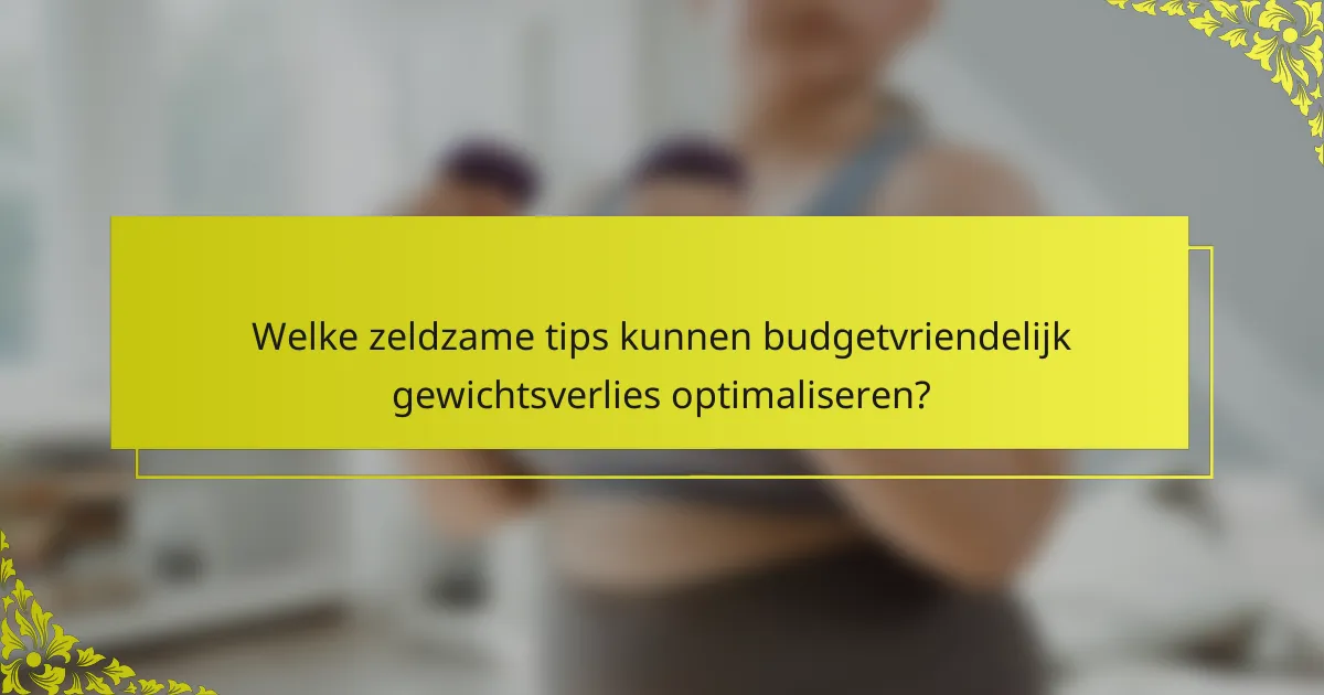 Welke zeldzame tips kunnen budgetvriendelijk gewichtsverlies optimaliseren?