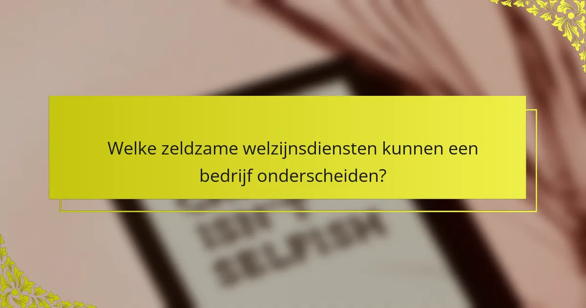 Welke zeldzame welzijnsdiensten kunnen een bedrijf onderscheiden?